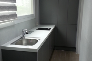 고급 소재와 기능성으로 완성된 수원 한일타운 아파트 주방 인테리어